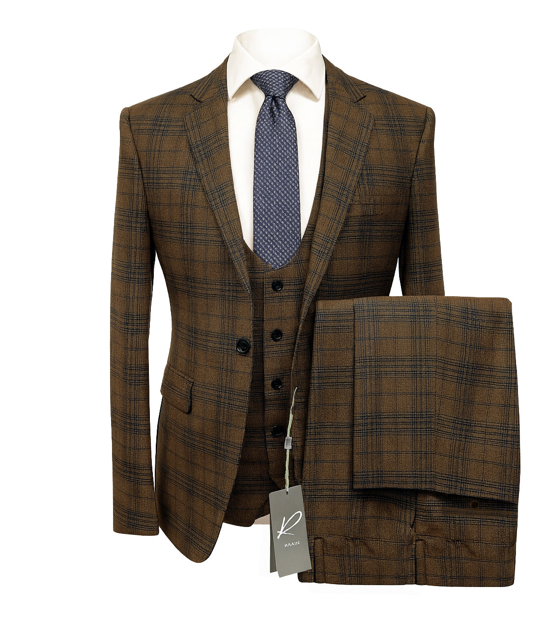 Tom 3Pcs Suit by Rossiman-Check Pattern