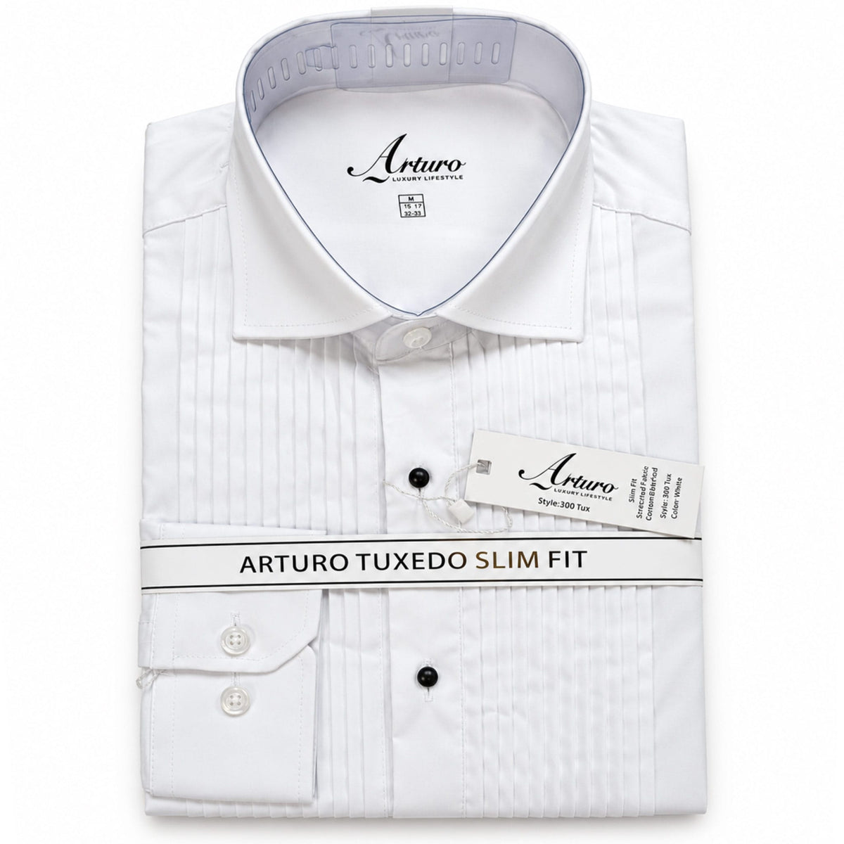 VARIOUS VENDORS X S C WHITE2/3 / 14.5 Arturo 300 Tux Slim Fit Tuxedo Shirt