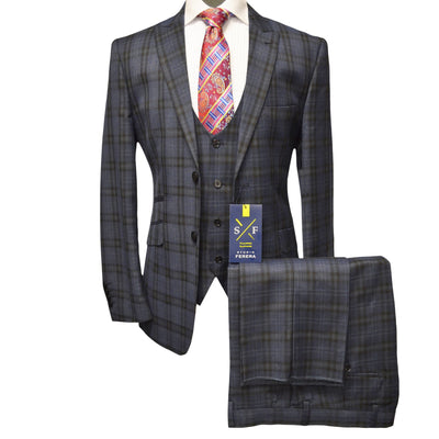vital fashion group u s 772-grey / 40 reg studio ferera vested suit/suit-30