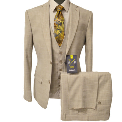 vital fashion group u ss tan / 40 reg studio ferera spring suit/30971