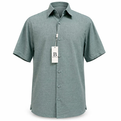 ZANJAN INC DBA BASSIRI O F S Bassiri Men’s Linen Short Sleeve Shirt & Tailored Shorts Set – Hand Finish Collection/S-1043