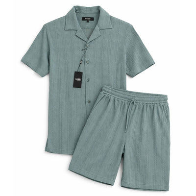 ZANJAN INC DBA BASSIRI S S T Sangi Men’s Textured Short Sleeve Shirt & Short Set/T-126