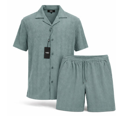 ZANJAN INC DBA BASSIRI S S T SAGE / SM Sangi Men’s Textured Short Sleeve Shirt & Short Set/T-126