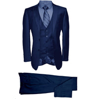 AMATZIA BGD LLC U SM A3/NAVY / 38 REG IDEAL VESTED MODERN FIT SUIT/Rh15