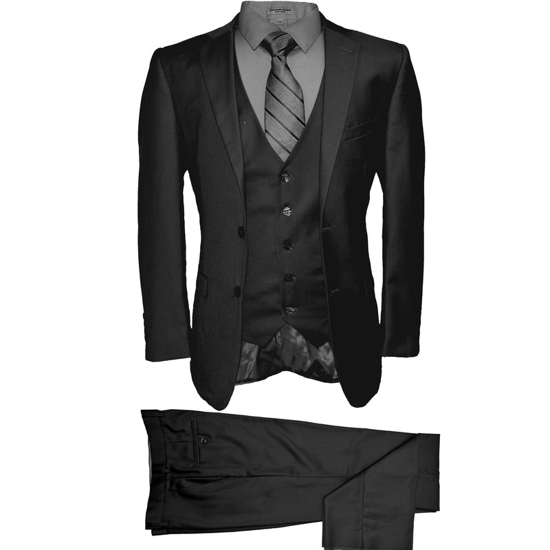 AMATZIA BGD LLC U SM A7/BLK / 38 REG IDEAL VESTED MODERN FIT SUIT/Rh15