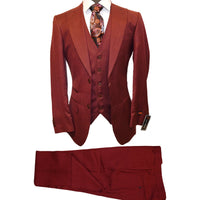 AMATZIA BGD LLC U SM 4C BURGUNDY / 38 REG Sharkskin/Ideal Suits