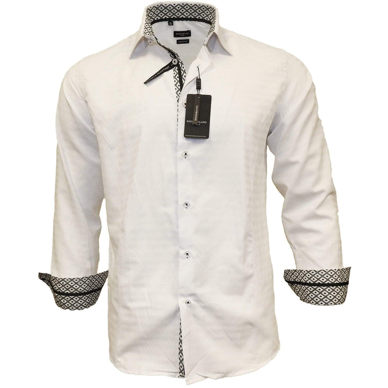 B.S.D TRADING COMPANY S AL 4149 WHT / MED ROSSO MILANO MODERN FIT SHIRT/Rm