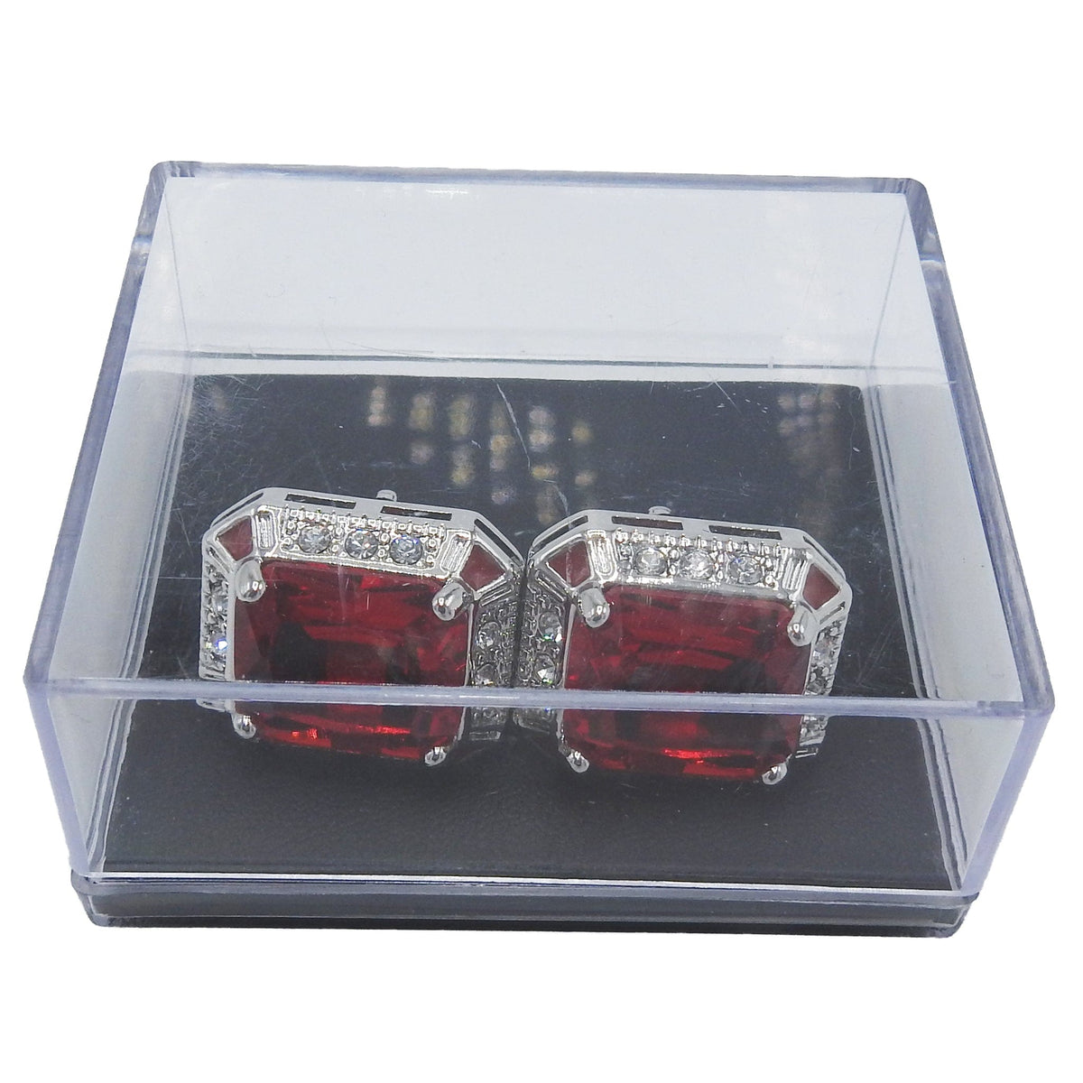 CUFFLINKS AC RED STONE CUFFLINKS