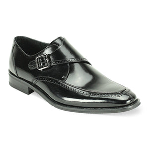 GIOVANNI LEATHER SHOES FT AMATO LEATHER MONK STRAP BLACK