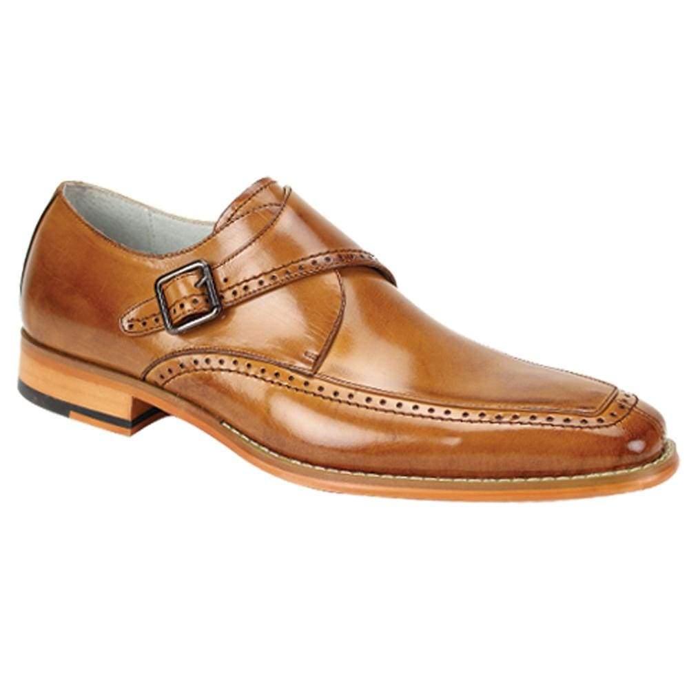 GIOVANNI LEATHER SHOES FT AMATO LEATHER MONK STRAP - TAN