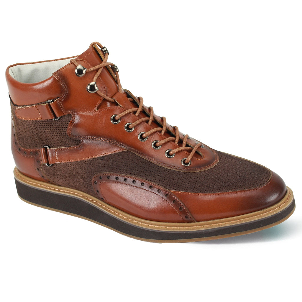 GIOVANNI LEATHER SHOES FT TAN/BRN / 8.5 JONATHAN LEATHER BOOT BY GIOVANNI