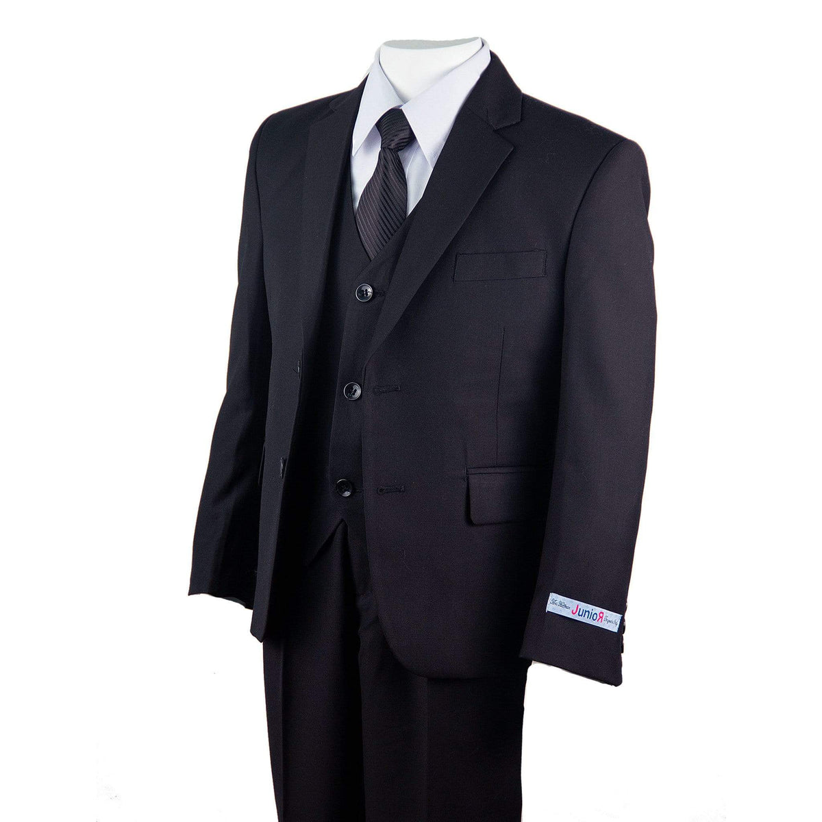 KNY MENSWEAR, INC. U SB BLACK / 4 JUNIOR  BOYS 5 PIECE SUIT B-160