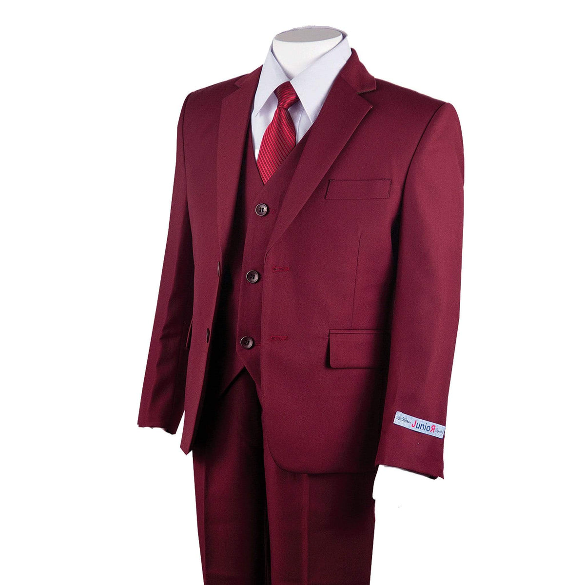 KNY MENSWEAR, INC. U SB BURGUNDY / 4 JUNIOR  BOYS 5 PIECE SUIT B-160