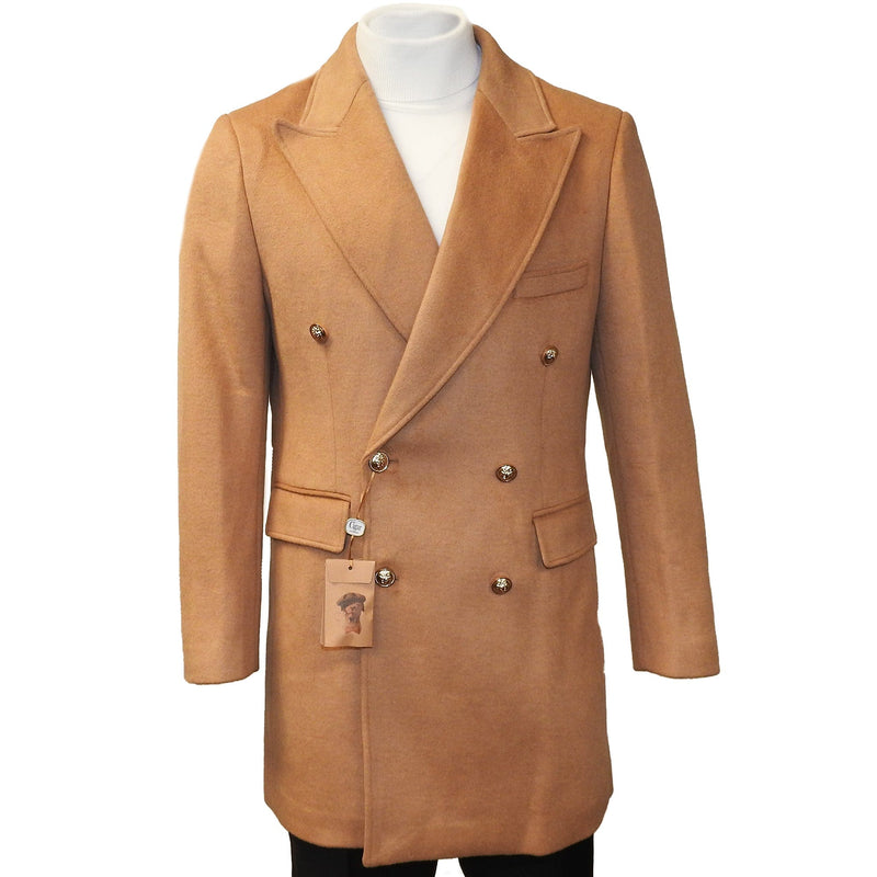 MARENZIO GROUP, INC. J CF TAN / LARG C-COUTURE DOUBLE BREASTED OVERCOAT/Tc-1208
