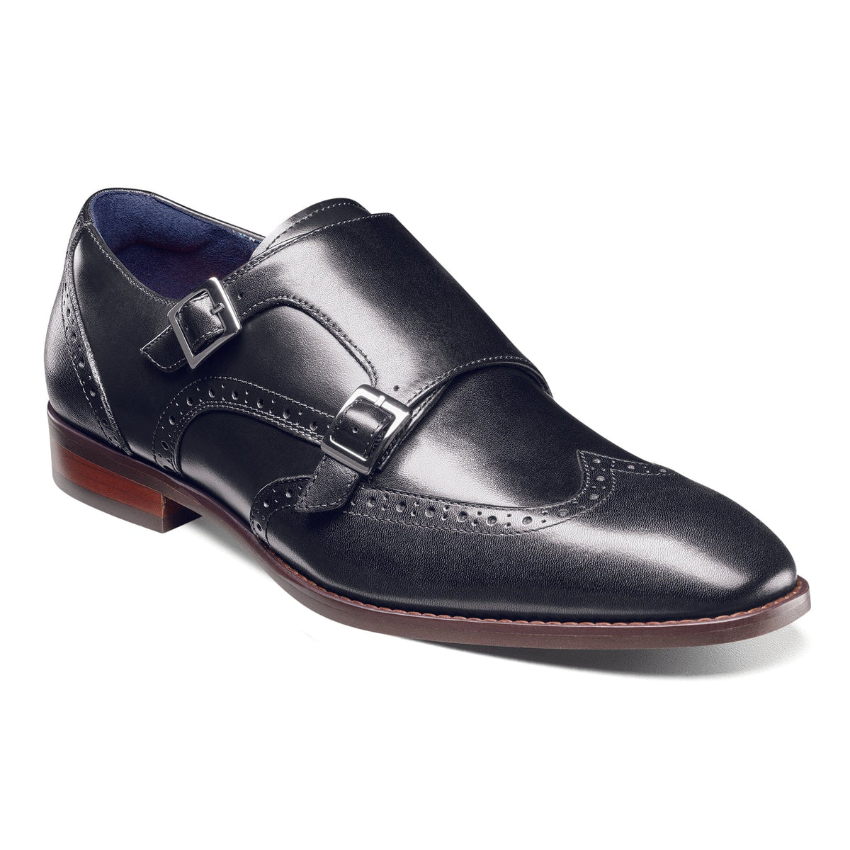 STACY ADAMS SHOE COMPANY F T 001-BLK / 8.5 KARSON  Wingtip Double Monk Strap/25570