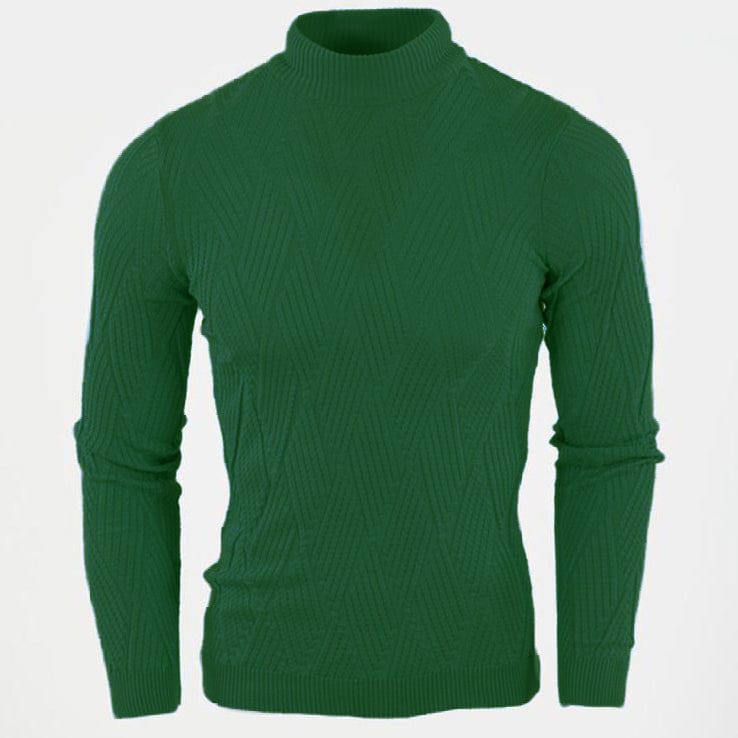 SUSLO COUTURE T PL HUNT GREEN / MED TEXTURE LIGHTWEIGHT SLIM TURTLENECK/Sc-9701